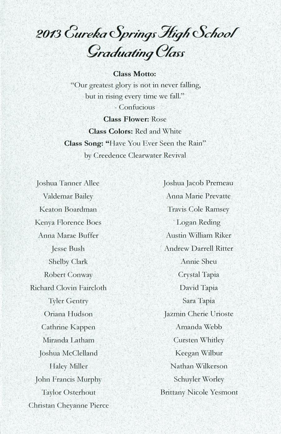 Page Program - 2013 Alumni Program